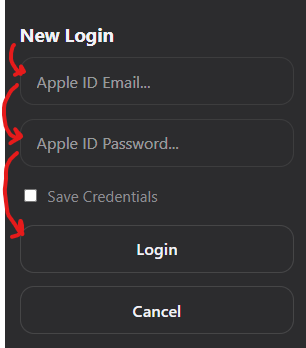 Apple account steps in iLoader
